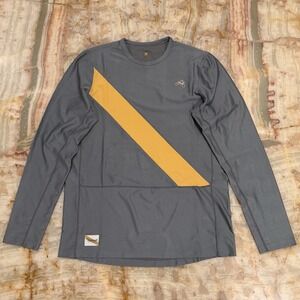 Tracksmith Gray Yellow Running Performance Long Sleeve Shirt Men's M
